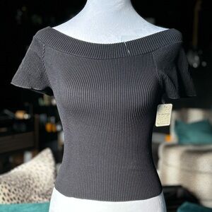 Free People Ribbed Off The Shoulder Shirt